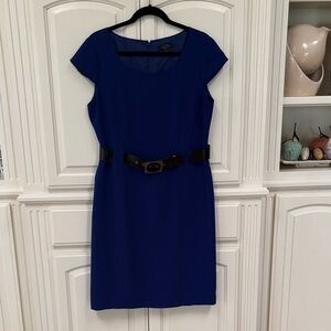 Elegant Blue Dress with Belt